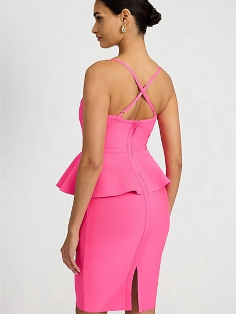 Express X Bebe Sweetheart Bandage Peplum Midi Dress - Picture 2 of 6